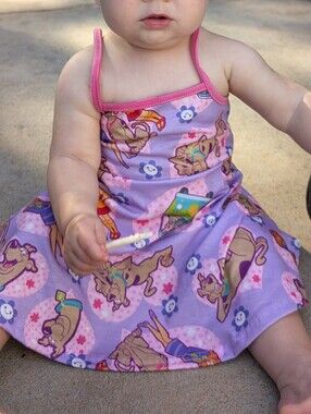 Girls' Pink Cartoon Print Sundress